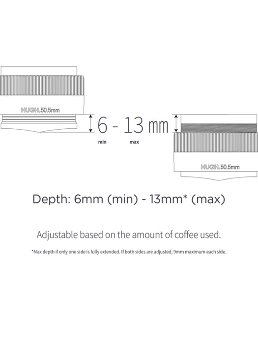 Photo of HUGH Adjustable Depth Dual Head Tamper & Distributor (50.5mm) ( ) [ Leverpresso ] [ Tamper ]