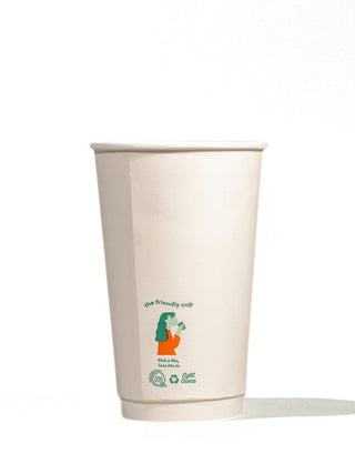 Photo of LITTLE GREEN PANDA Home Compostable Double Wall Paper Cup (500-Pack) (White) ( 16oz 473ml ) [ Little Green Panda ] [ Single Use Cups ]