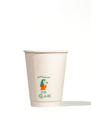 Photo of LITTLE GREEN PANDA Home Compostable Double Wall Paper Cup (500-Pack) (White) ( 12oz 355ml ) [ Little Green Panda ] [ Single Use Cups ]