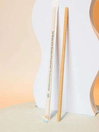 LITTLE GREEN PANDA Paper-Wrapped Home Compostable Straw (⌀6x210mm/⌀0.24x8.3in) (Straight Cut) (300-Pack)