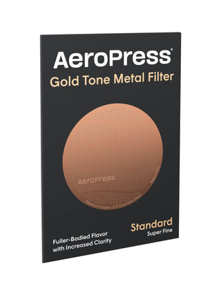 Photo of AeroPress Gold Tone Reusable Filter (titanium-coated) ( ) [ AeroPress ] [ Metal Filters ]
