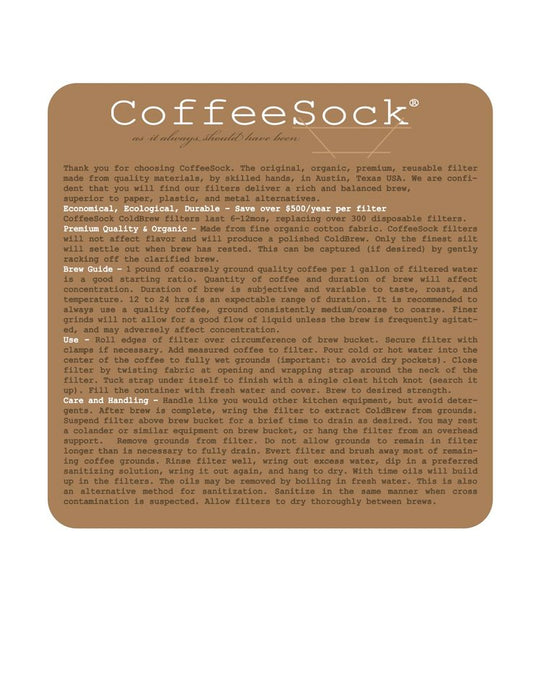 Photo of Coffee Sock Commercial Cold Brew Cloth Filters ( ) [ CoffeeSock ] [ Cloth Filters ]