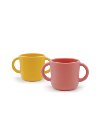 Photo of EKOBO Bambino Silicone Cup with Handles Set (2 cups) ( Coral Mimosa ) [ EKOBO ] [ Water Glasses ]