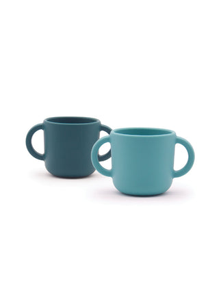 Photo of EKOBO Bambino Silicone Cup with Handles Set (2 cups) ( Blue Abyss Lagoon ) [ EKOBO ] [ Water Glasses ]