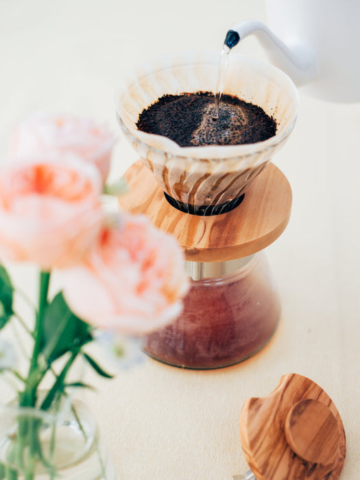 Photo of HARIO V60-02 Glass Dripper (Olive Wood) ( ) [ HARIO ] [ Pourover Brewers ]
